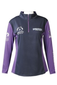 W214  Design long-sleeved sweatshirts, order half-breasted contrasting zippers, corporate collars, contrasting sleeves, contrasting flat women's sweatshirts front view